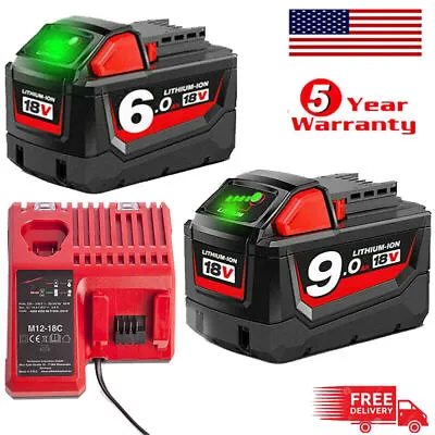 For Milwaukee M18 9.0AH Extended Capacity Battery Lithium XC 6.0 48-11-1860 • $39.53