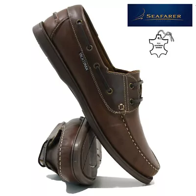 Mens Boat Deck Leather Lace Up Walking Casual Driving Moccasin Loafer Shoes Size • £19.95