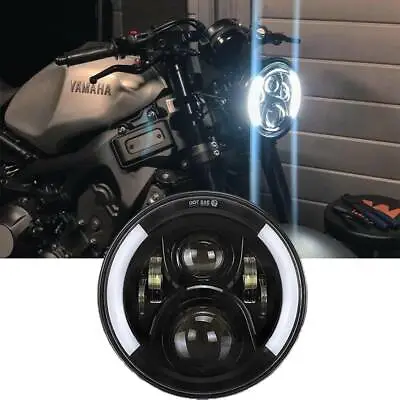 $79.17 • Buy 7  Black Round Motorcycle LED Projector Headlight For Yamaha XSR900 V-star 650 J