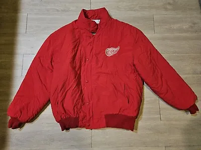 Vintage Detroit Red Wings DeLong Mens XL Winter Jacket NHL Hockey USA • $49.95