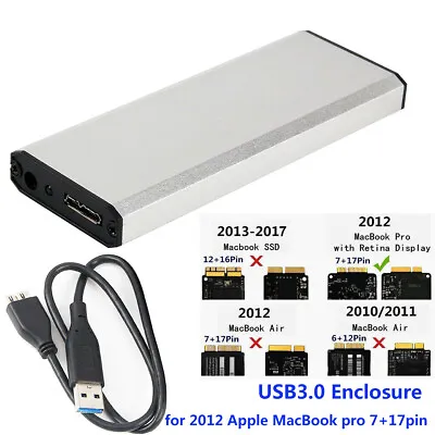 USB3.0 Hard Disk Enclosure For 2012 Apple MacBook Pro 7+17pin Disassemble SSD • $31.90