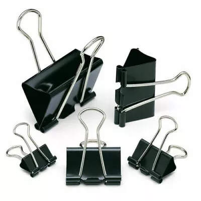 £2.49 • Buy 12 X 15mm,19mm,25mm,32mm,41mm,51mm Black Bulldog Foldback Clips Metal Binder 