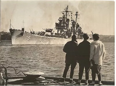 USS Heavy Cruiser HELENA CA75 Naval Guns @ Harbor 1950 Navy Military Press Photo • $30