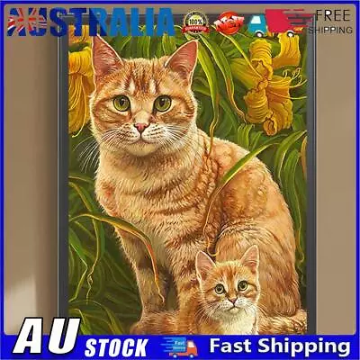 AU 5D Full Round Drill Draw Picture Two Cat Diamond Painting Living Room Ornamen • $10.39