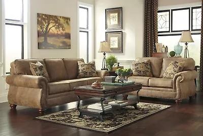 NEW 2PC Vintage Brown Leather Living Room Traditional Sofa Loveseat Set 4 Pillow • $1999.99