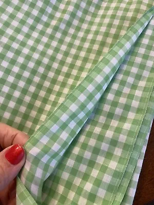 VTG Green & White Gingham Check Poly Cotton Fabric 2.5 YARDS 58 W COTTAGE MCM • $12.99