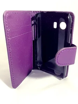 PURPLE WALLET Leather Case Card Slots Phone Cover Samsung Galaxy Young GT-S5360 • £3.37