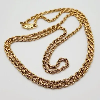 Vintage Monet Gold Tone Wheat Chain 36  Long Designer Runway Minimalist • $30