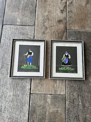 Pair Of Black With Silver Detail Frames Greece Greek Women Pictures Prints • £28.99