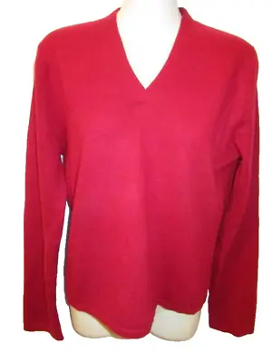 Philosophy Dane Lewis 100% Cashmere Red V-neck Sweater M May Fit Small • $12.95