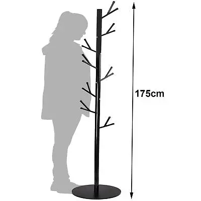 16 Hook Standing Coat Rack Premium Steel Tree Stand Clothes Hat Holder Hanger • £16.95