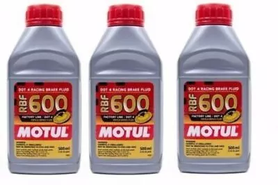 MOTUL BRAKE FLUID RBF 600 FACTORY LINE SYNTHETIC DOT 4 RACING 500ml - Set Of 3 • $62.99