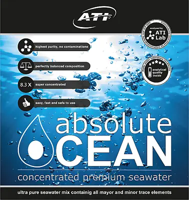 ATI Absolute Ocean Liquid Salt Mix Marine Reef Coral Salt 2 X 10.2lts For 170lts • £49.14