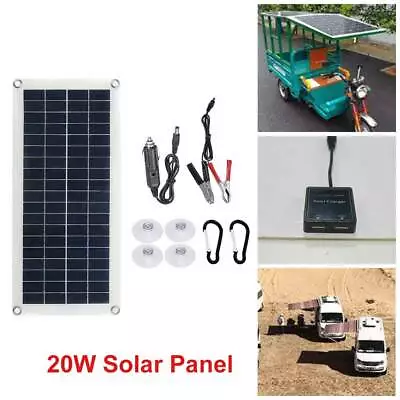 20W Solar Panel 12 Volt Trickle Battery Charger For Car Van Caravan Boat Tool UK • £16.85