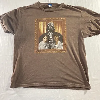 Vintage Star Wars Mens XL Shirt Brown Akward Family Photo Vader Luke  • $8.66