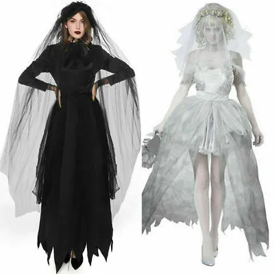 Carnaval Fancy Dress Ladies Vampire Horror Cosplay Costume Ghost Bride Party UK • £20.09