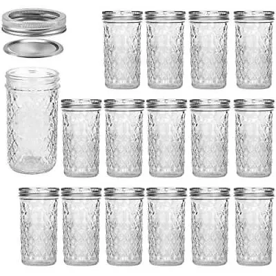 Mason Jars 12 OZ Canning Jars Jelly Jars With Regular Lids Ideal For Jam Hon • $34.28