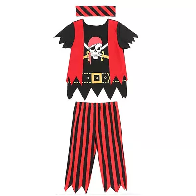 Kids Boys Pirate Costume Cosplay Jack Sparrow Halloween Outfit Party Performance • £15.99