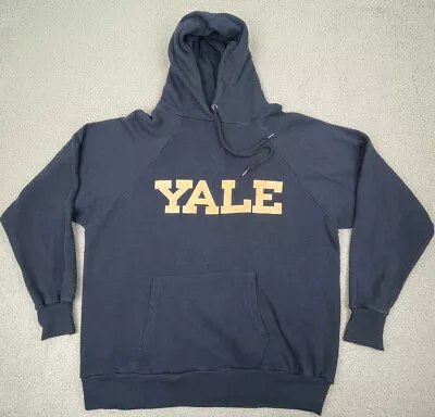 Vintage Yale University Mens Hoodie Sweatshirt Blue Size XLarge USA 1970s • $295