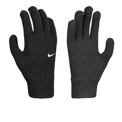 Nike Unisex  Swoosh 2.0 Knit Gloves S/M Black New Mens /Womens /Teens Genuine • £11.49