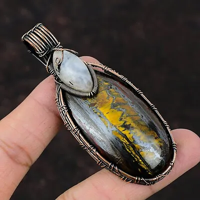 Iron Tiger Eye Wire Wrapped Pendant Handcrafted Copper Dailywear Jewelry 3.23  • $22.09