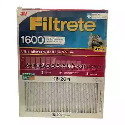 Filtrete 16x20x1 Ultra Allergen 2X Bacteria And Virus Filter 1600 MPR (4 Pk) • $48.95