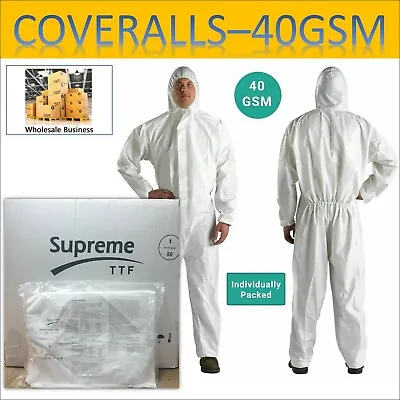 £135 • Buy Disposable Coveralls Overalls Hood Painters Protective Boiler SUIT 40 GSM