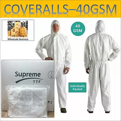 £135 • Buy Disposable Coveralls Overalls Hood Painters Protective Boiler SUIT 40 GSM