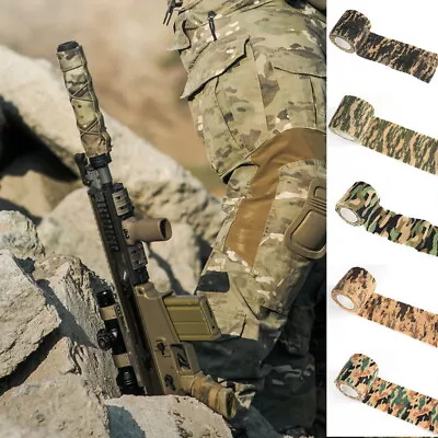 4.5M Army Hunting Camouflage Camo Tape Wrap Hunting Gun Sniper Self-Adhesive UK • £2.99