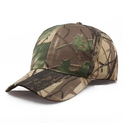 Mens Camouflage Cap Baseball Hat Green Mesh Outdoor Sun Hat Sports Hunting UK • £5.40