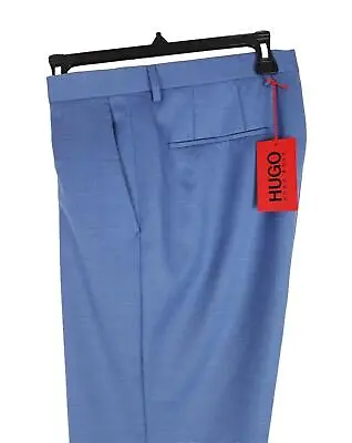 Hugo Boss Men's Getlin Slim-Fit Textured Wool Suit Pants Bright Blue 40x33 NWT • $67.46