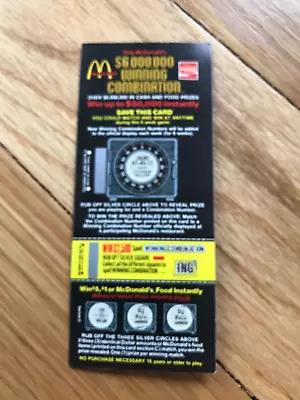 1980 Play Mcdonalds Scratch Card - 6000000 In Prizes • $1.99