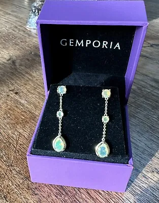 Opal Treble Drop Earrings In 9ct Gold - Not Enhanced • £125