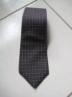 Vintage Christian Dior 100% Silk Navy Blue And Dimond Patterned Neck Tie • $29.99