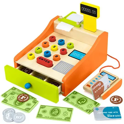Childrens Cash Register With Card Machine Cards And Money Toy Till • £14.99