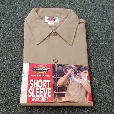 Vintage Deadstock Dickies Short Sleeve Button Tan  Work Shirt M • $22.31