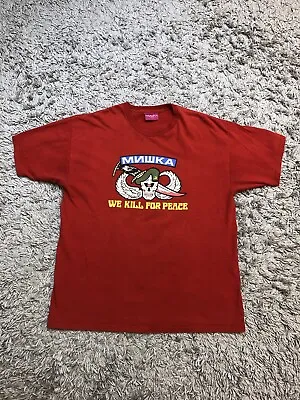 Mishkanyc T Shirt We Kill For Peace Size XL Made In USA Graphic Tee Cotton Red • $30