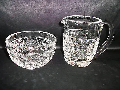 Waterford Crystal Giftware Creamer & Sugar Set Vintage Ireland Cross Diamond • $89.99