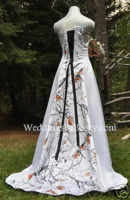 NEW Camo Truetimber Wedding Gown REALTREE Or Mossy Oak SATIN- MADE ONLY IN USA! • $515