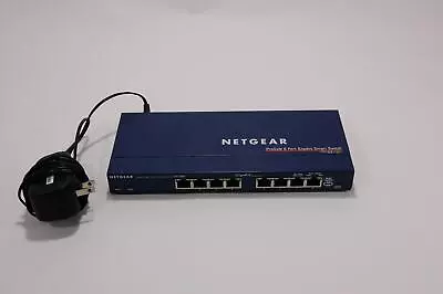 Netgear GS108T ProSafe 8-Port Gigabit Ethernet Smart Switch W/ PWR Adapter • $44.34