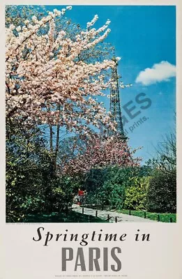 Spring Time In Paris Vintage Travel Promotion Poster 12x18 • $7.95