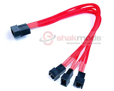 Shakmods Molex To 3 X 3 Pin Fan 20cm Y Splitter Power Cable 12v Red Sleeved • $7.45