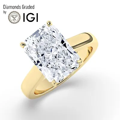 Radiant Solitaire 18K Yellow Gold Engagement Ring 5 Ct Lab-grown IGI Certified • $4083.10