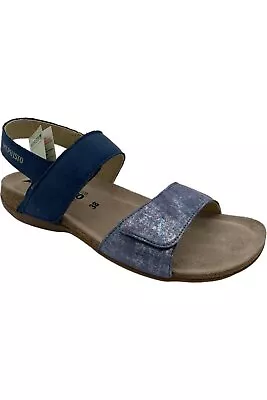 MEPHISTO Leather Adjustable Back-Strap Sandals Agave Denim Combo • $49.99