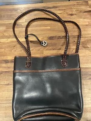 Vintage Brighton Leather Brown/black Weave Shoulder Handbag • $12.99