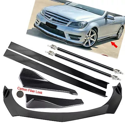 Side Skirt Front Bumper Lip Splitter Spoiler For Mercedes Benz W204 Carbon Fiber • $149.99