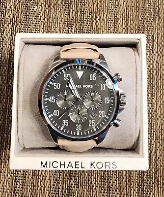 New NIB Michael Kors Men's Chronograph Gage Taupe Leather Strap Watch MK8616 • $152.99