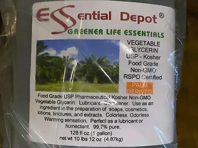 Essential Depot Vegetable Glycerin USP Kosher Food Grade 1 Gallon • $64.75
