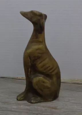 Vintage Brass Bronze Tone Metal Greyhound Whippet Dog Figurine Statue 6.75  MCM • $39