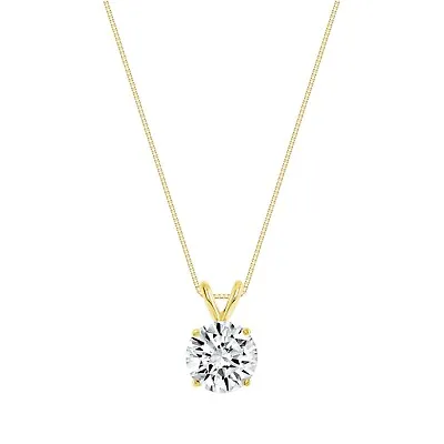 1.75 Ct Round Cut Solid 18K Yellow Gold Solitaire Pendant 18  Necklace • $329.97